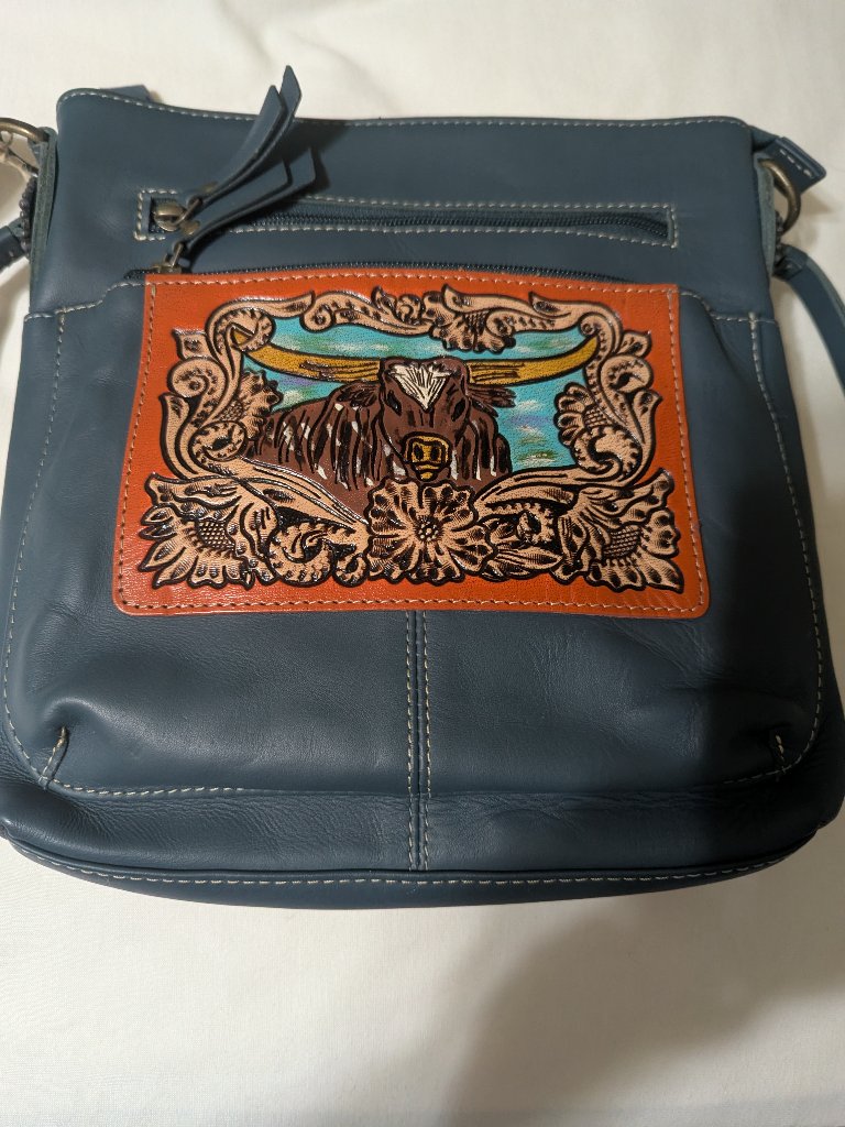 Myra Stella Steer Blue Leather Purse